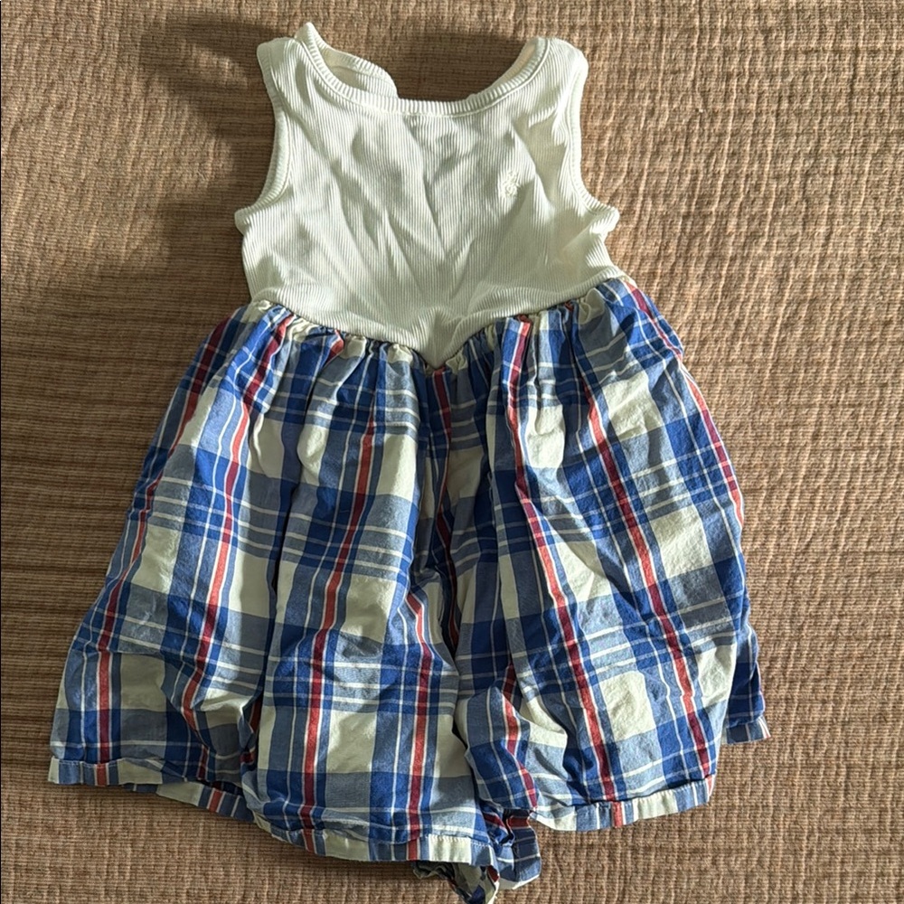Toddler Plaid Bubble Dress with White Ribbed Top
